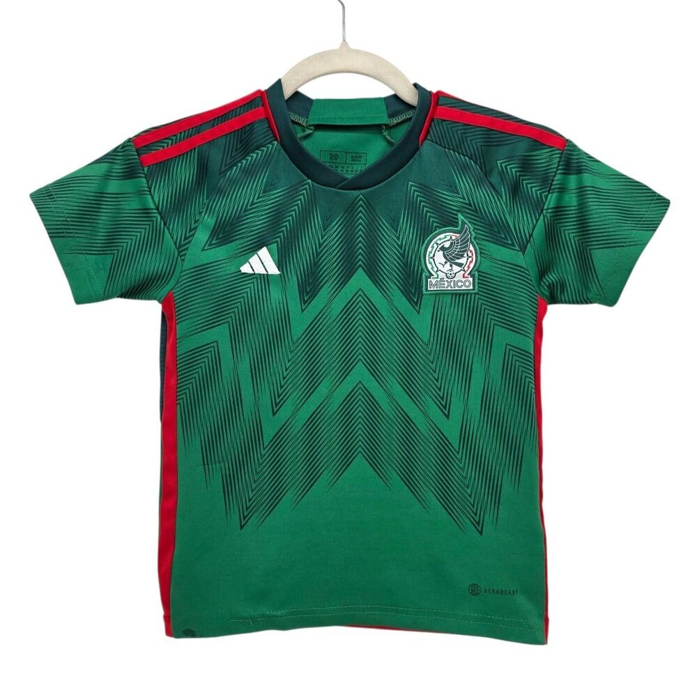 ADIDAS Boys 20 Jersey Messi #12 Mexico Soccer Futbol Slim Fit Green Red Logo